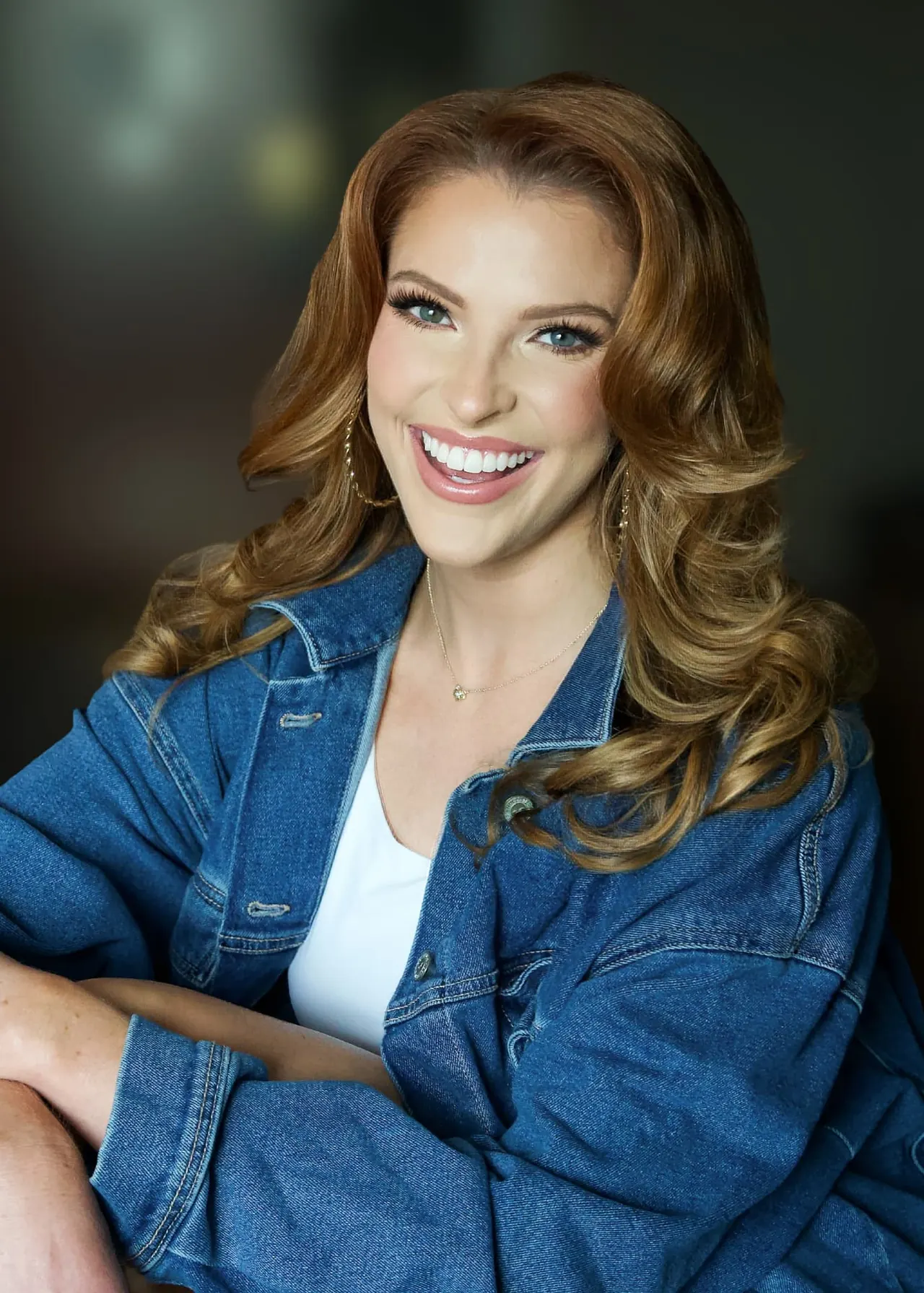 Caroline Carothers in a denim jacket